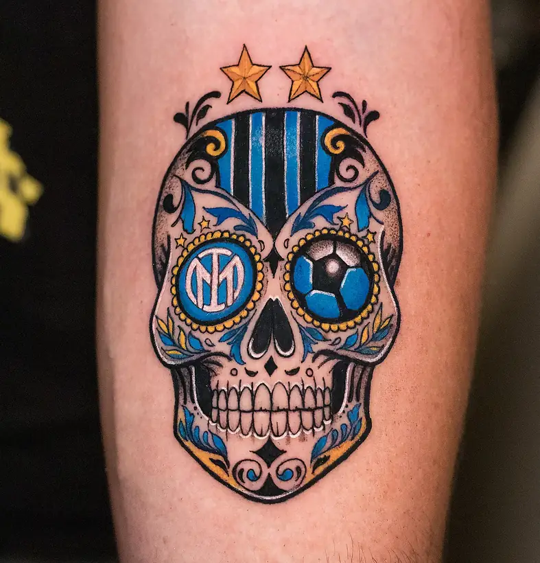 Colour sugar skull tattoo