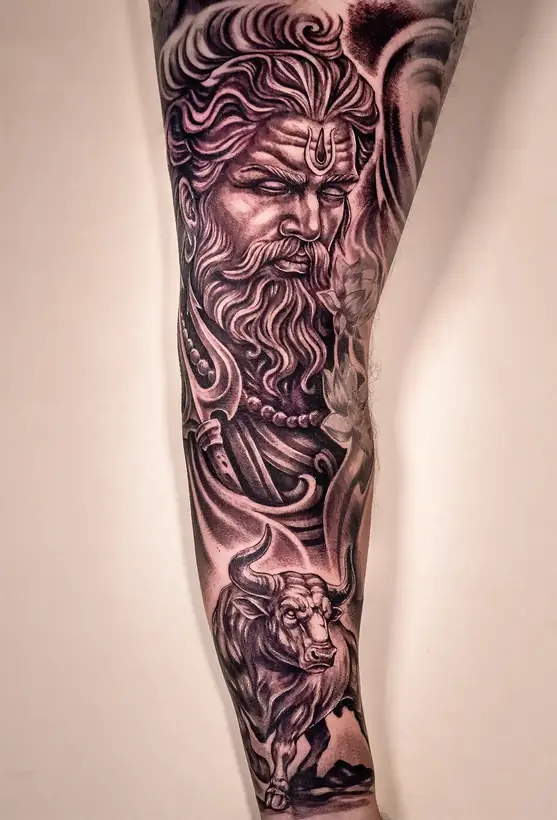 Black and grey realism sleeve detail